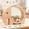 Yousheng Wooden Elephant Piggy Bank Kids Coin Bank Savings Jar with Transparent Window Cute Unbreakable Money Box Birthday Gift for Boys Girls