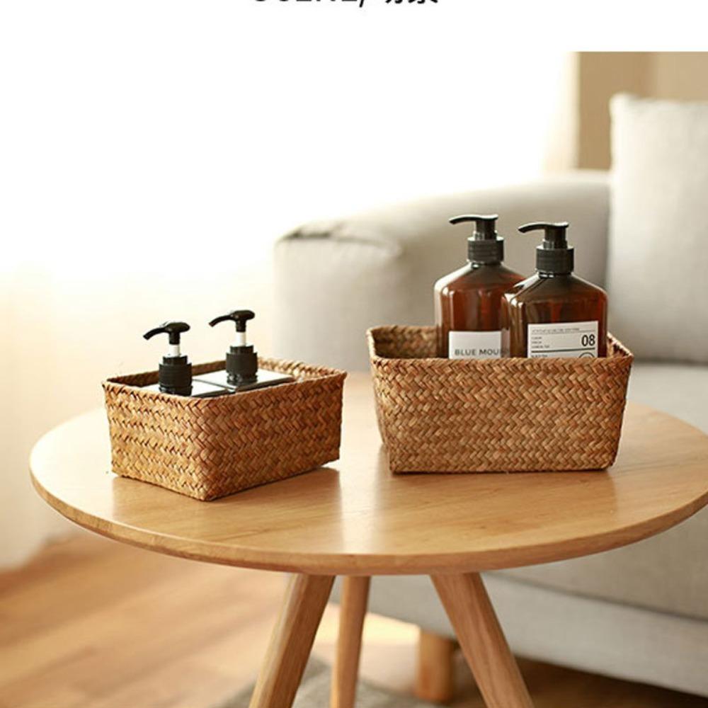 Decor Cosmetic Storage Container Woven Seagrass Storage Baskets Straw Rattan Basket Picnic Basket