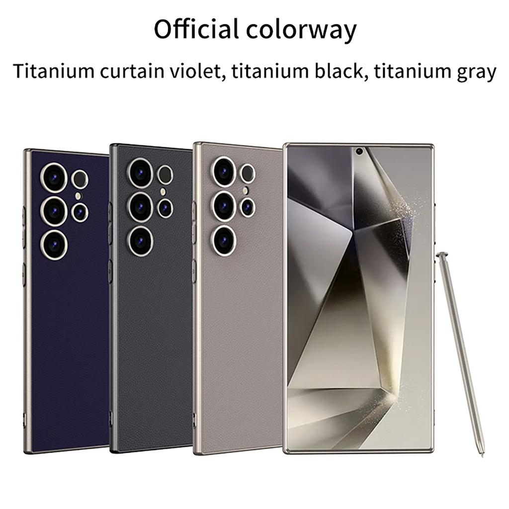 Metallic Lacquer Leather S24Ultra Phone Case For Samsung Galaxy S23 S24 S25 Ultra Hard PC Shell Luxury Skin Protective Cover