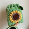 Knitted Wool Bag Sunflower Drawstring Phone Bag Woven Single Shoulder Crossbody Bucket Bag