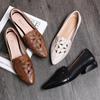Embroidered Breathable Chunky Heel Flats - Plus Size Women's Fashion Shoes
