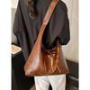 Solid Color Underarm Bag for Women Vintage Soft Leather Large Capacity Commuter Handbags Lady Casual Shoulder Bags