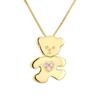 Children's Pendant - LÉA &; ARTHUR - PINK HEART BEAR - 375 Yellow Gold - Pink Zirconium - Girls' Jewelry