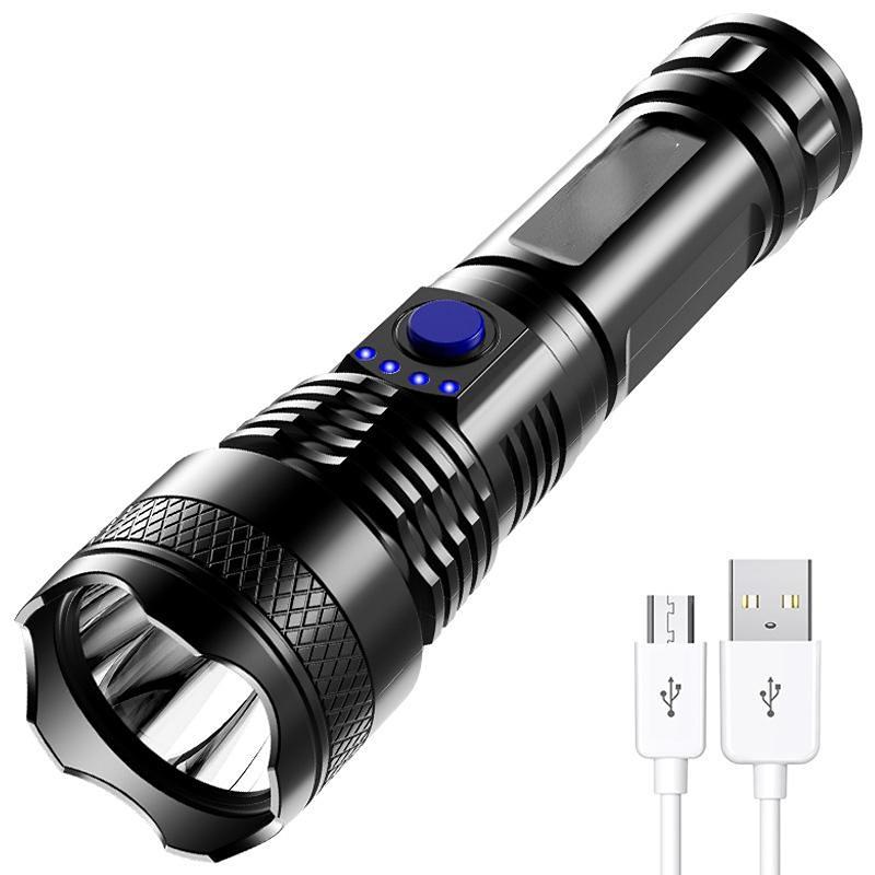 Tactical LED Flashlight ABS Strong Light Flashlight Outdoor USB Rechargeable Household Portable 14500 Mini Small Flashlight