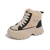 Women's Chunky Platform Snow Boots Winter Warm Faux Fur Lining Ankle Booties Lace-Up Comfortable Anti-Slip PU Leather Short Boots Shoes for Women