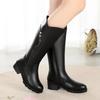 Women's Genuine Leather Female Ladies Boots Platform Snow Wool Plush Fur Warm Winter Mid Heel Zipper Plus Size 42 43