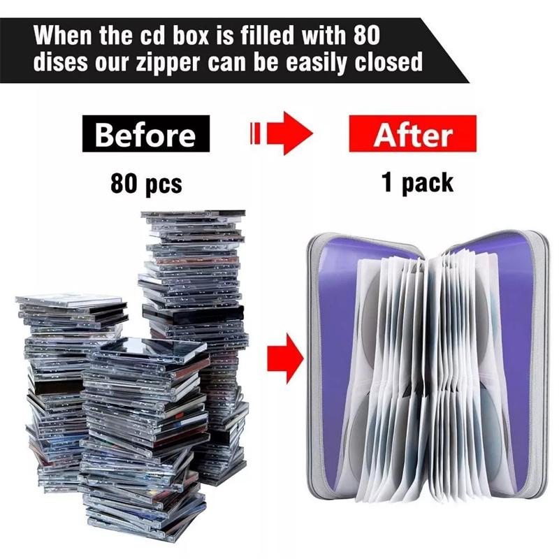 80Sheets Cd Dvd Carry Case Cover Disc Storage Holder Cd Sleeve Wallet Album Hard Box Plastic Pack Disc Dvd Disc Pack