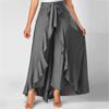 Ladies Casual Double Layer Wide Leg Culottes Irregular Ruffle  Long Pants
