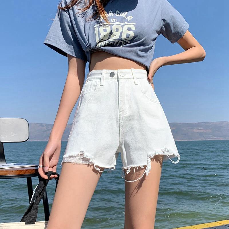 Pants Classic and Minimalist Fashion Wild High Waist Female Summer A Word Wide Leg Thin Thin Section Loose Denim Shorts Individuality and Trendiness