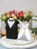 50 Pcs Wedding Treat Bags Wedding Party Favor Boxes Dress Tuxedo Gift Box Vintage Bulk with Ribbon for Birthday Bridal Shower Guests Decoration Party