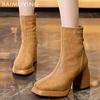 Suede Chunky Women Ankle Boots Retro High Heels Shoes New Brand Trend Winter Designer Pumps Classic Gladiator Botas Mujer