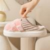 Couple Winter Toe Wrap Warm Plaid Cotton Slippers Thick Soft Sole Slides Men Women Indoor Floor Flat Home Non-slip Shoes