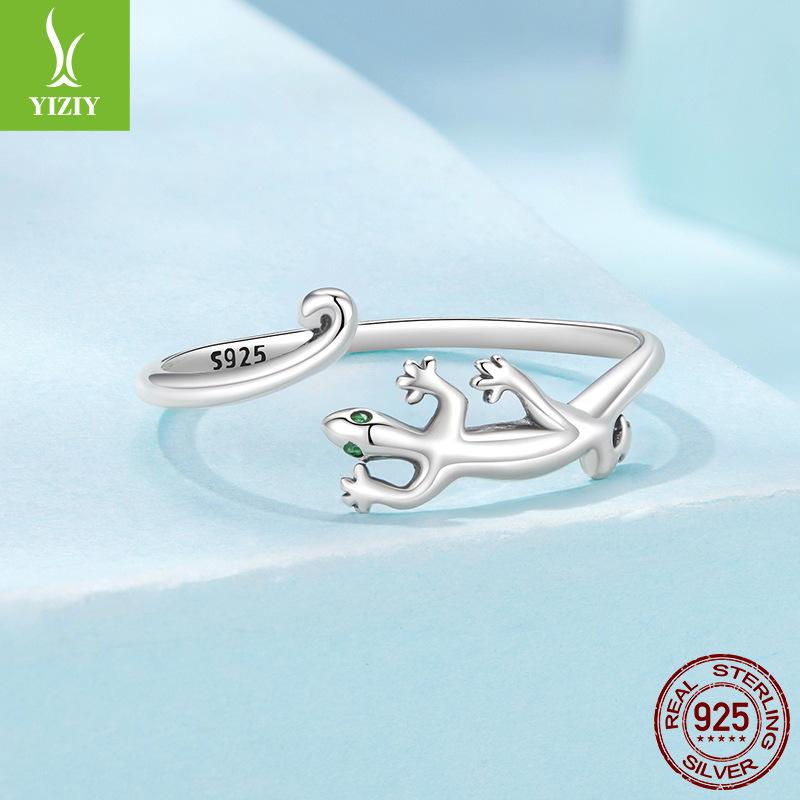Niche S925 Sterling Silver Gecko Open Ring Cross-Border Personalized Animal Ring Jewelry