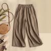High Waisted Casual Straight Leg Pants Wide Leg Pants Loose Artistic Retro Cotton Linen Cropped Pants for Women Trousers Women’s