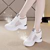 High Heeld Wedge Breathable Women's Shoes Summer New Black White Shoes Hidden Wedges Heel 8cm Casual Lace Up Platform Increase Sneakers Woman