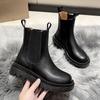 Fashion Women's Boots Platform Boots New PU Leather Ankle Boots High Quality Square Heel Boot Black Flat Casual Boot Botas Mujer