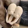 Plush Shoes Single Shoes Flat Shoes Cute White Plush Shoes Women's Shoes Wear Winter Plush Versatile Warm Cotton Shoes