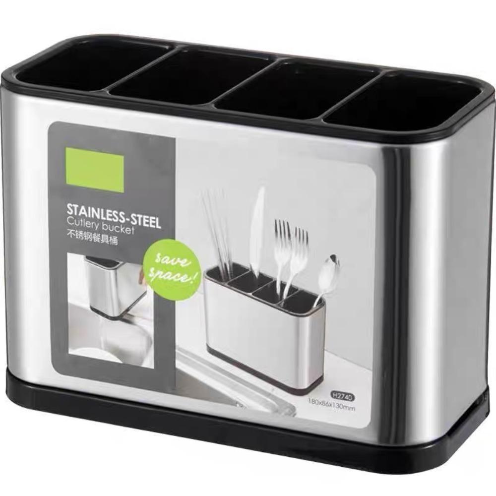 Multifunctional Kitchen Utensil Holder Stainless Steel Spoon Fork Chopstick Holder