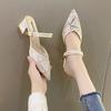New Elegant Sexy Lace Square Heel Women's Sandals Summer Two-Wear Casual Pointed Toe Fashion Fashion Slippers NO:A39
