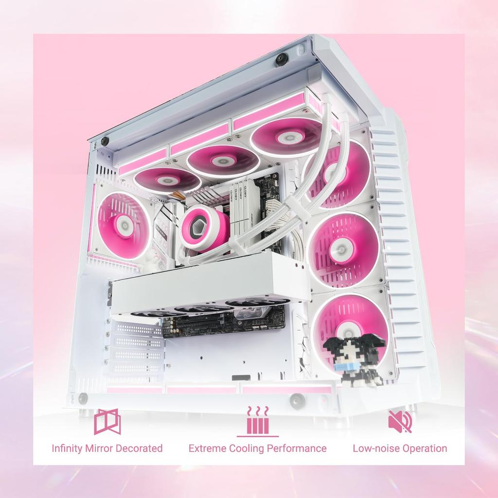 FX360 INF Pink Edition 360mm Liquid CPU Cooler with ARGB Infinity Mirror 3x120mm Daisy Chain Low Noise Operation Compatible with Intel AMD ID-COOLING
