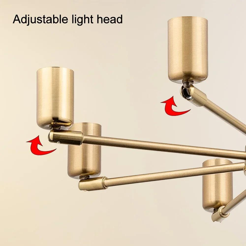 6 Head Lights Modern Ceiling Adjustable Chandelier Satellite Hanging Lamp Lustre Light Fixture Home Living Dining Room Decor