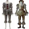 Stephen King's It Full Set Halloween Costume Pennywise Clown Suit Joker_y High Quality