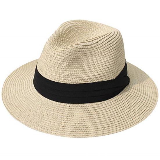Ladies Hat Wide Brim Sun Protection Wide Applications Simple Pure Color Straw Hat for Beach