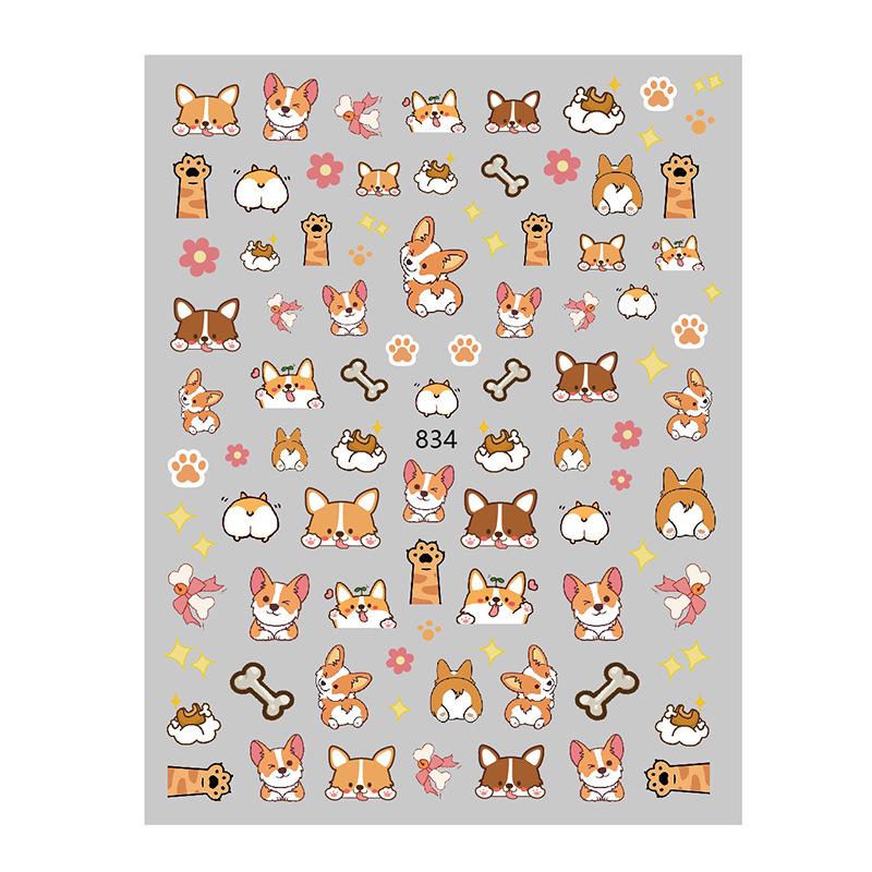 Adorable Pet Nail Decals: Rabbit, Puppy, Kitten Stickers