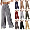 Women's Fashion Solid Colour Drawstring High Waist Wide Leg Pants Casual Sweatpants