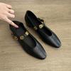 Cowhide Version~ High-end Soft Leather Retro Mary Jane Shoes Women's Word with Flat Ballet Shoes Light Mouth Single Shoes