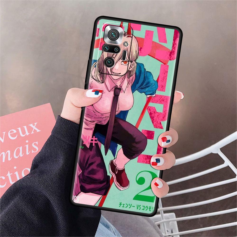 Luxury Black Phone Case For Xiaomi Redmi Note 11 10 9 8 7 Pro 9S 9A 9C 10s 8T K40 10C 10S Funda Cover Anime Chainsaw Man
