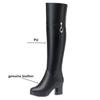 Women's Over The Knee Boots Natural Wool Genuine Leather Women Winter Boots Warm High-heel Women Motorcycle Boots