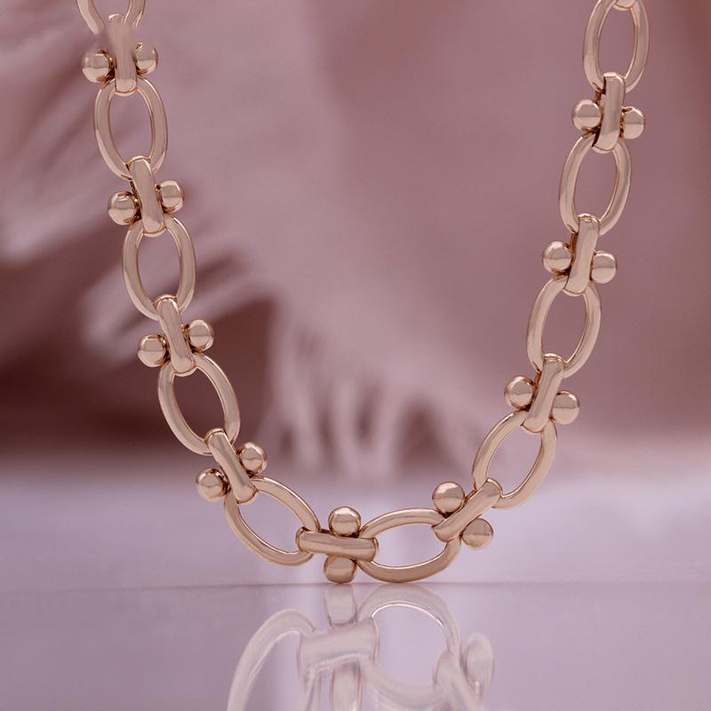 Fashion O Style Chain Bracelet Necklace Rose Gold Color Preservation Electroplated Copper Chain Bracelet Necklace Chain Friends Gifts