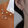 2PCS Stainless Steel Star Crystal CZ Ear Studs Earrings Women Silver Color Tragus Cartilage Helix Piercing Jewelry
