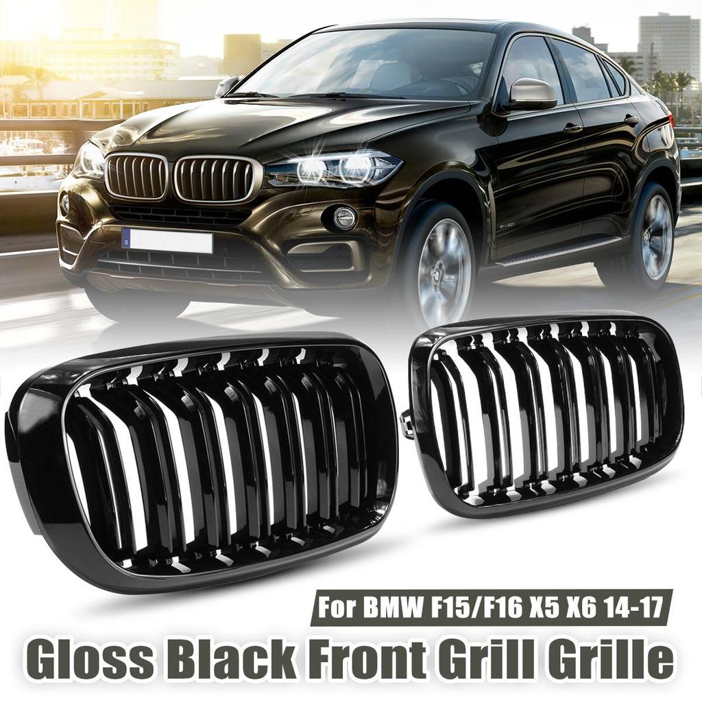 F15 F16 Pair Car Double Slats Front Kidney Racing Grille Replacement For BMW F15 F16 X5 X6 2014 2015 2016 2017 Racing Grills