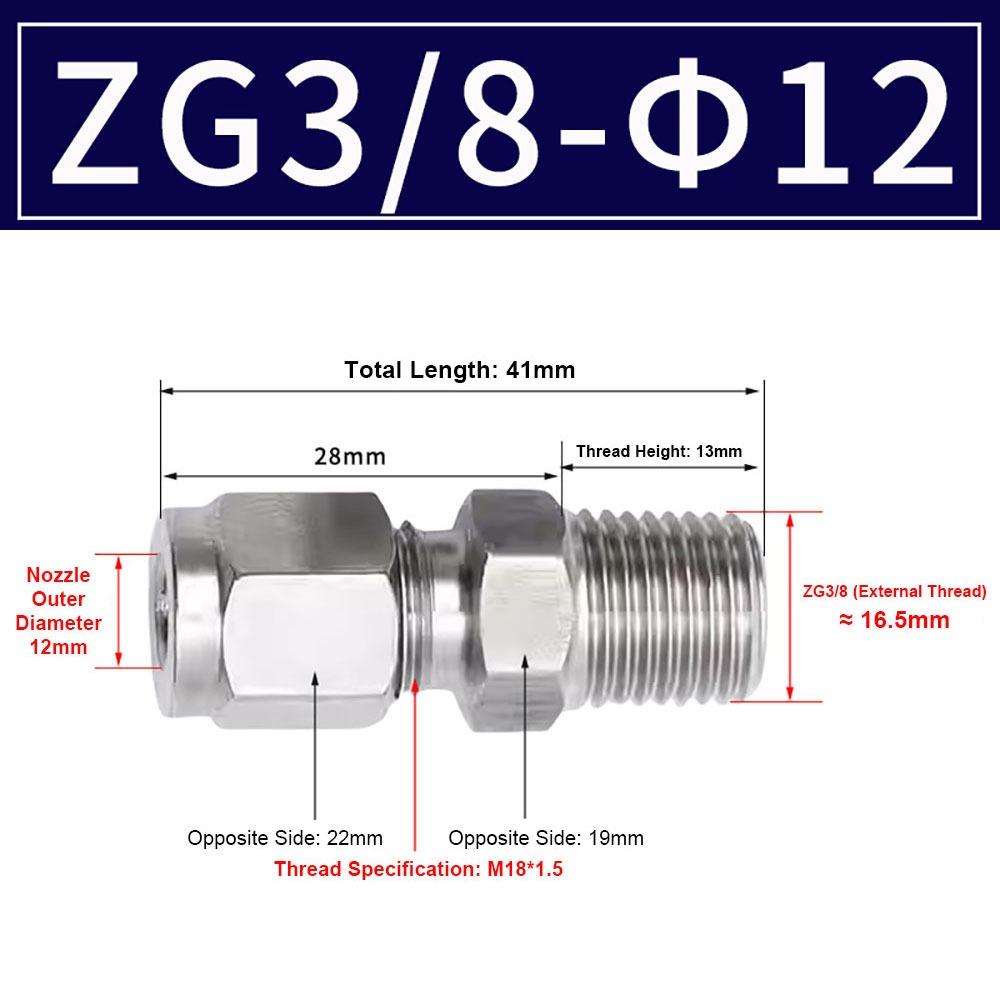 1Pcs Stainless Steel Quick Fitting 304 SS Metric ZG Pipe Fitting Tube Connector for Oil Water Gas