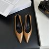 Shallow Single Shoes Women Wear High-end French Retro High Heels Versatile Soft Leather Pointed Women's Shoes Soft Soles Are Not Tired