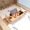 Bamboo Bathtub Caddy: Retractable Shelf with Phone Holder