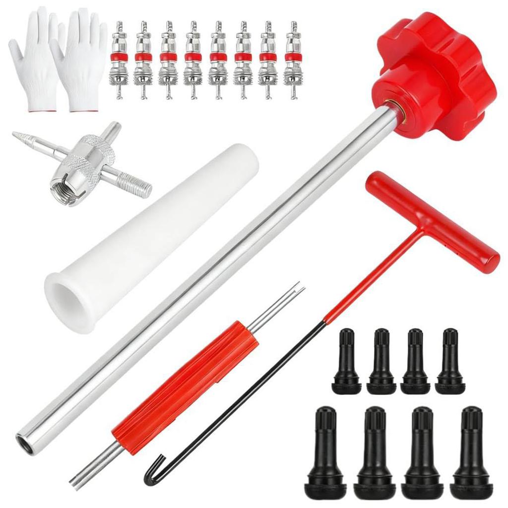 23Pcs Quick Change Tire Tool Kit, Tire Stem Replacement Tool For Car, Motorcycle, , 4 Way Core Tool