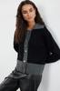 Women's Fashion Stylish Cardigan Anthracite Soft Textured Color Block Knitwear Cardigan
