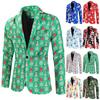 Autumn And Winter New Men's Casual Suit Fashion Christmas Print Suit Men's Jacket