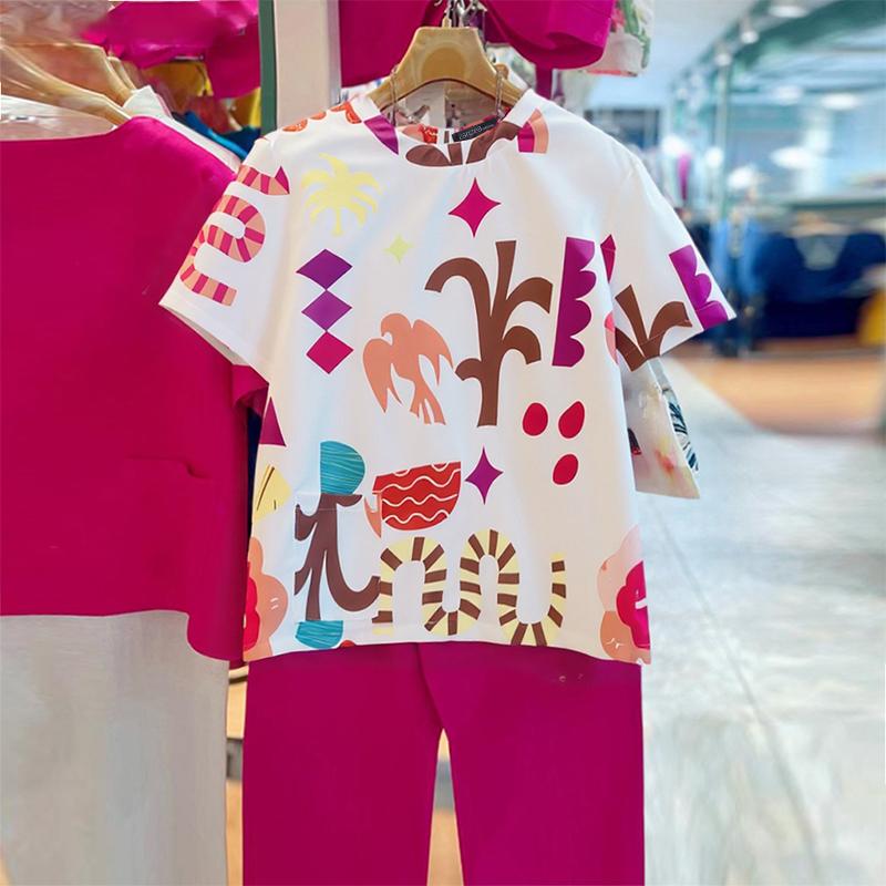 ZANZEA Women Casual Round Neck Summer Short Sleeve Print Blouse