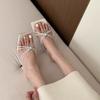 Fashion Aneikeh2024 Fashion Elegant Crystal Buckle Decoration Slim High HeelsWomen Summer Square Head PU Narrow Band Sandals Party Dress
