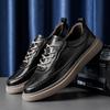 Fashion Men's Leather Shoes Lace Up Summer Comfortable Sneakers Outdoor Fashion Men Shoes Soft Leather Versatile Skateboard Shoes Men