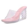 Transparent High Heels Summer New Waterproof Table Thick Heel Multi-color Thick-soled Crystal Sandals Slippers Women's Fashion