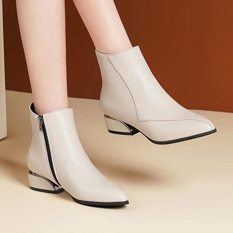 Autumn Winter Woman Boots Women Shoes Ladies Low Heeled Ankle Boots Women Platform Warm Fleece Shoes Snow Boots Bottes