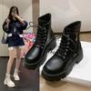 Thick Sole Women's 2024 New Spring and Autumn Season Versatile British Style Heightened Thick Heel Motorcycle Short Boots Trend