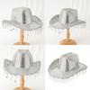 Sparkling Cowboy Hats Star Tassels Mirrored Hat for Bachelorette Party Cowboy Hats Bride Hat for Actor Actress Props