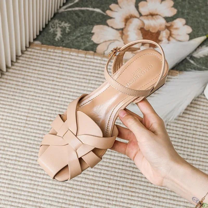 Fashion 2024 Summer New Women's Sandals Roman Style Fashion Design Party and Work Wear Ladies Casual Shoes High Heel Large Size 41-43