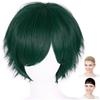 CaseEden Cosplay Wig, Premium, Stylish, Cool, Short, Dark Green, 6108